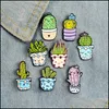 Pinnen broches sieraden cartoon cactus broche schattige mini plant pot email Email vrouwen denim jassen revers pins hoed badges joched badge drop levering 20