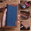 Wallet telefoonhoesjes voor iPhone 15 14 13 12 11 Pro Max Xr XS X 7 8 Plus retro stiksel PU lederen flip -standaardafdekking met multi -kaartslots