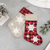 3D Flocon de neige à carreaux Bas de Noël Arbre de Noël Décoration suspendue Ornements Cheminée Vichy Chaussettes Bonbons Sac cadeau HH21-458