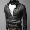 Mäns Fur Faux Mens Läder Jacka Stil Män Höst Casual Zipper Man Motorcykel Vinter Slim Fit Pu Coat Plus Size Bomber