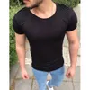 Ruched плеча мужские дизайнерские футболки мода сплошной цвет экипаж шеи с коротким рукавом футболки случайные мужские летние топы