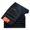 New Men Business Style Slim fit Straight Jeans Fashion Classic Blue Black male Stretch Casual denim trousers X0621