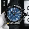 Zegarki Mężczyźni Luxury Marka Chronograph 45 Night Mission Series Pvd Czarny Steel Case V13317101B1X1 Quartz Stopwatch Mens Wath Nylon Pasek Sport