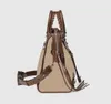 39 cm Klassieke Dames Tassel Motorfiets Tas Mode Reizen Echt Lederen Trim Bagage Duffel Bags Canvas Handtas Travel Handtas