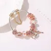 16-21 cm Roségoldzauber Armbänder rosa Blume Charme Perlen Königin Anhänger Fit Valentinstag Schmuck DIY Perlenzubehör für SIL247f