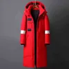 long down coat red