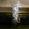 アート装飾ロングペンダントランプLED透明ベイビーブルーガラスぶら下げシャンデリア60×150 cmの光沢のあるサスペンションペンダントライトフィクステッドホイールホテルホールモールランプ