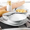VEWEET FIONA 24-Piece Ceramic Black Plate Combi-Set Porcelain Tableware Set of Bowls/Dessert Plates/Soup Plates/Dinner Plates