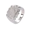 CZ Ringar för Mens Full Diamond Geometric Hip Hop Iced Out Ring Gold Silver Plated Smycken