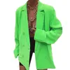 BKLD Neon Green Automne Mode Revers Blazers Bureau Manteau Veste Casual Femmes À Manches Longues Double Boutonnage BusinWork Costume 2019 X0721
