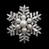 冬の休日のジュエリーのバゲットのカットCZクラスターの真珠のスノーフレークの母の母親の雪の雪の花のピンや女性のコートのドレッシーな服
