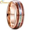 Кластерные кольца Bonlavie 8mm Hawaiian koa Wood and Abalone Shell Frighten Carbide Farbids для мужчин Comfort Fit Размер от 4 до 17