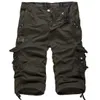 loose large size cargo shorts cotton men's Tactical casual solid color patchwork military white knee length 210629