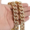 Men's Ice Chain Necklace, Pebble Diamond, Yellow, White, Gold, Cuban Tie, 14mm, Men's Jewelry, Gnm123 Q0809