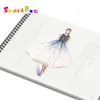 A4 Women Fashion Sketch Book Outline Template Wear Illustration Mallar Fram Baksidan Figur, 50 ark Papper 210611