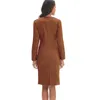 Eleganta kvinnor Office Dress Sale Sexig V-Neck Långärmad Vår Lady Dress M3058 210526