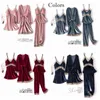 JULY'S SONG Fashion Velvet 4 Pieces Warm Winter Pajamas Sets Women Sexy Lace Robe Pajama Sleepwear Suit Sleeveless Nightwear 211109