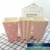 36 pcs caixas de pipoca rosa trio polka dot / stripe tratar caixas pequenas cinema de cinema pipoca sacos de papel para mesas de sobremesa