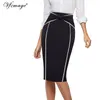 Vfemage Damen Eleganter Faltenrock mit hoher Taille, gestreift, Patchwork, schmal, lässig, für Arbeit, Büro, Business, Party, figurbetont, Bleistiftrock 865 210310