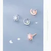 Collection 925 Sterling Silver Moon And Sun Stud Earrings for Women Rose Gold Color Jewelry 210707