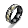 2021 Stainless Steel Dragon Ring Red Green Carbon Fiber Black Tungsten Celtic Dragon Inlay Comfort Fit For Women Men Wedding Band 8mm