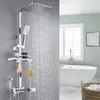 Other Faucets, Showers & Accs Chrome Display Thermostatic Shower Faucet Set Rainfall Bathtub Tap with Bathroom Shelf Water Flow Pr