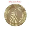 Louca de jantar descartável Nature Golden Palm Leaf Party Placas Copo Contos de Napking Ambientalmente amigáveis