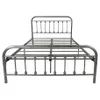 US stock Metal Bed Frame Full Size with Vintage Headboard and Footboard,Solid Sturdy Steel Slat Support Mattress Foundation/Black and a17