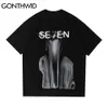 Oversized Streetwear Tshirts Hip Hop Creative Punk Rock Gothic Tee Shirts Mężczyźni Lato Harajuku Moda Krótki rękaw Topy 210602