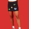Harajuku Borboleta Bordado Mini Saia Mulheres Streetwear Chic Preto Uma Linha Saias Punk Fashion Girls Hip Hop Street Skirt Femme 210309