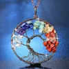 Boom Of Life Owl Kettingen Chakra Quartz Natuurstenen Animal Charm Hanger Link Collier Mode Vrouwen Kleurrijke Crystal Sieraden Gift