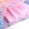 توتو التنانير نجوم المطبوعة الأميرة pettiskirts rainbow الفتيات الباليه الرقص تنورة شبكة البسيطة فساتين حزب الاطفال ملابس 5 تصاميم DW6459