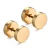 Boucles d'oreilles Huggie en forme d'haltère en acier inoxydable plaqué or 18 carats pour hommes et femmes