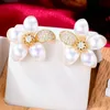 Stud Godki trendy luxe bloemen cluster oorbellen voor vrouwen bruiloft kubieke zirkoon kristal Afrikaanse Dubai bruids oorrang dale2222
