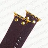 Cinturini intelligenti per Apple Watch Band 7 6 4 Serie 3 iWatch 41mm 45mm 42mm 38mm Strap Links Fashion Designer Rivetto in oro Fiore Polsino Cinturino in pelle di lusso Cinturini per orologi