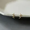 Prisioneiro 14k brincos de ouro para mulheres simples ramo de oliveira folha doce cute estudante jóias