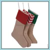 Dekorationer Festliga Party Supplies Hem Garden12 * 18Inch Canvas Stocking Gift Xmas Jul Stor storlek Vanliga Burlap Dekorativa Socks Väskor