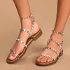 New Rivet Strong Flat Women Sandals Fashion Shoes Lightweight Non-slip Sabot Women's Summer Designer Studded Sandals 210225