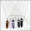 Pendentif Colliers Pendentifs Bijoux Forme Réel Améthyste Cristal Naturel Quartz Point De Guérison Chakra Perle Pierre Précieuse Opale Pierre Chaîne 2172 Q2