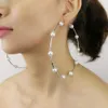 luxury women's female's ladies DJ night club punk hiphop pearls big circle drop earrings dangler studs eardrop ship257f