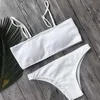 S-XL Sexy Bandeau Bikini Frauen Bademode Weiblichen Badeanzug Zwei-stück set Plissee Badende Badeanzug Schwimmen Tragen 210625