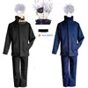 2021 Nuovo Anime Jujutsu Kaisen Gojo Satoru Costume Cosplay Viola Chiaro Parrucca Ragazzi Uomini Scuola Uniforme Vestito Del Partito Carnical Outfit Y0913