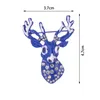 Kreatywny Niebieski Długi Róg Kryształ Jeleń Elk Head Broszka Moda Temperament Zwierząt Broszka Kobieta Kołnierz Akcesoria Broszki Biżuteria