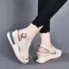 サンダルルッコール夏の女性のプラットフォーム2021ピープトウ分解楔wedges Sandalias Mujerファッションソリッドカラーハイヒールサンダル