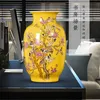 Wazony Jingdezhen porcelanowy antykwarski chiński wazon żółty oszklone sroka na wzór drzewa śliwki duże