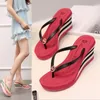 Wiggen slippers voor vrouwen sandalen plus size hoge hakken zomer schoen flip flop chaussures femme streep platform sandaal