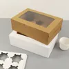 6 Grid Cupcake Boxen Weiß Braun Kraftpapier Tassen Kuchen Verpackungsbox mit Fenster Partei Weihnachten Lebensmittel Küche Zubehör
