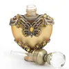 1PC 10ml Vintage Heart Shape Manual Painting Empty Refillable Metal Glass Perfume Bottle Wedding Gift