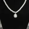 Necklace Earrings Set & Two-piece Pearl Water Drop Crystal Bridal Suit European And American Fashion Trendy Jewelry Women