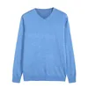 blauer pullover mit v-ausschnitt